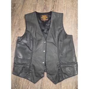 Milwaukee Leather Black Premium Leather Classic Braided Motorcycle Vest XL